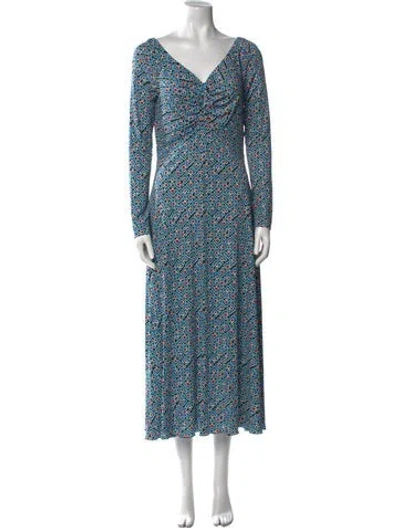 Pre-owned La Doublej Printed Long Dress In Blue