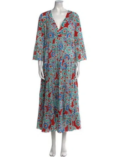 Pre-owned La Doublej Printed Long Dress In Blue