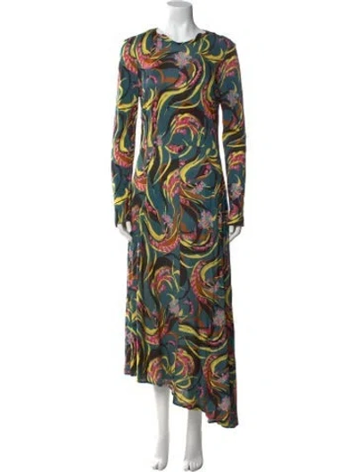 Pre-owned La Doublej Printed Long Dress In Blue