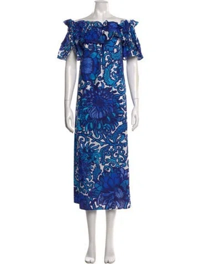 Pre-owned La Doublej Printed Long Dress In Blue