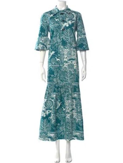 Pre-owned La Doublej Printed Long Dress In Blue