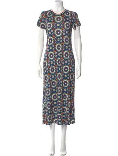 Pre-owned La Doublej Printed Long Dress In Blue