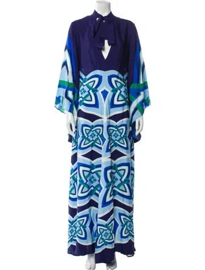 Pre-owned La Doublej Printed Long Dress In Blue