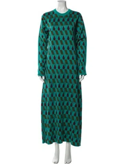 Pre-owned La Doublej Printed Long Dress In Blue