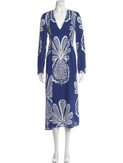 Pre-owned La Doublej Printed Long Dress In Blue