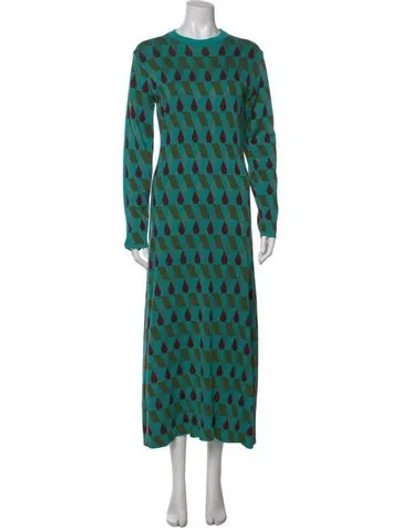 Pre-owned La Doublej Printed Long Dress In Blue