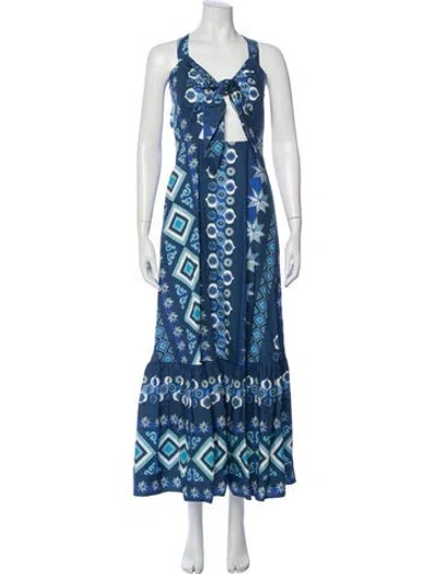 Pre-owned La Doublej Printed Long Dress In Blue