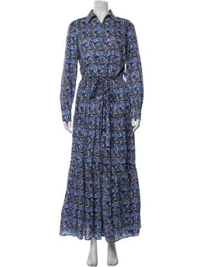 Pre-owned La Doublej Printed Long Dress In Blue