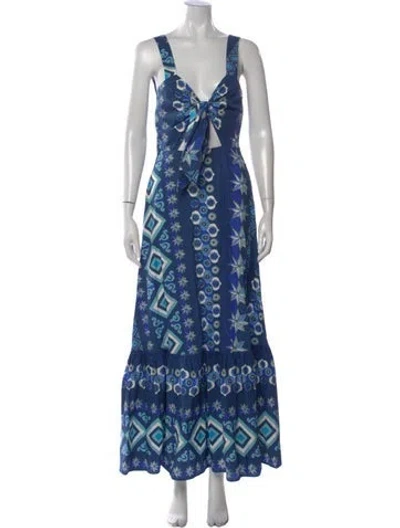 Pre-owned La Doublej Printed Long Dress In Blue