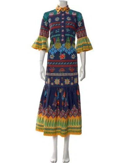 Pre-owned La Doublej Printed Long Dress In Blue