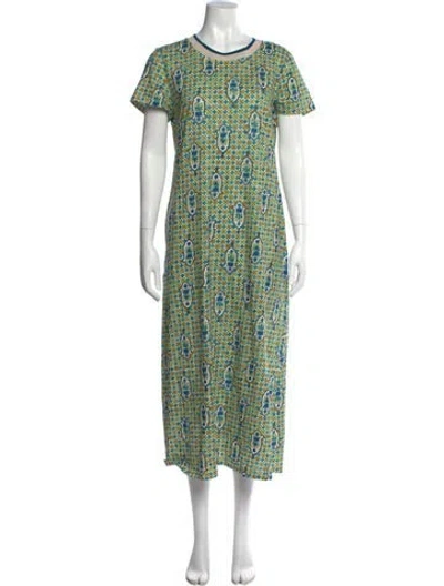 Pre-owned La Doublej Printed Long Dress In Blue