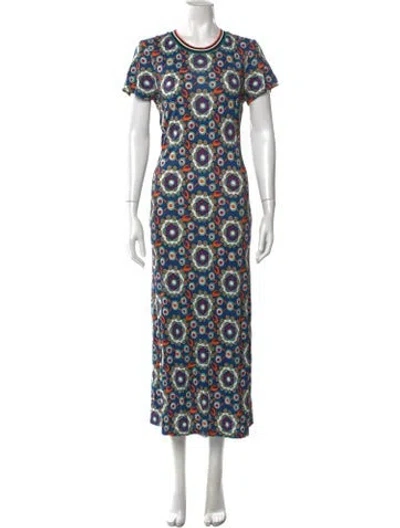 Pre-owned La Doublej Printed Long Dress In Blue