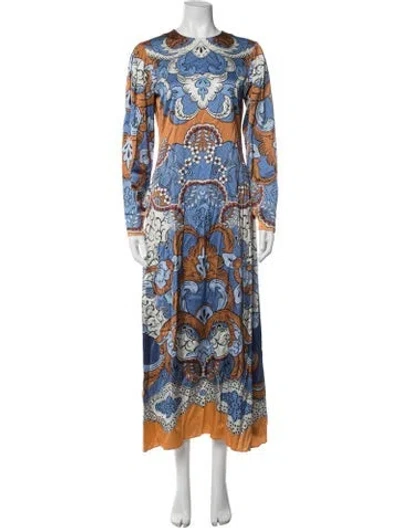 Pre-owned La Doublej Printed Long Dress In Blue