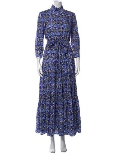 Pre-owned La Doublej Printed Long Dress In Blue