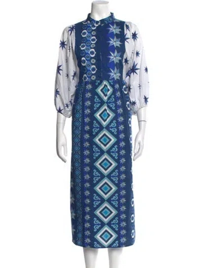 Pre-owned La Doublej Printed Long Dress In Blue