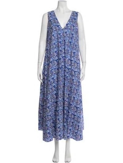 Pre-owned La Doublej Printed Long Dress In Blue