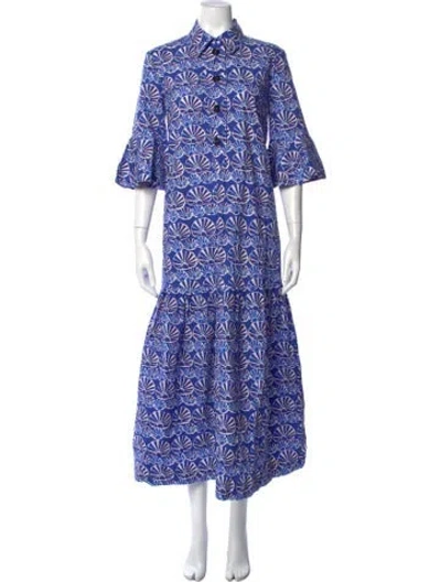 Pre-owned La Doublej Printed Long Dress In Blue