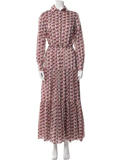 Pre-owned La Doublej Printed Long Dress In Blue/red