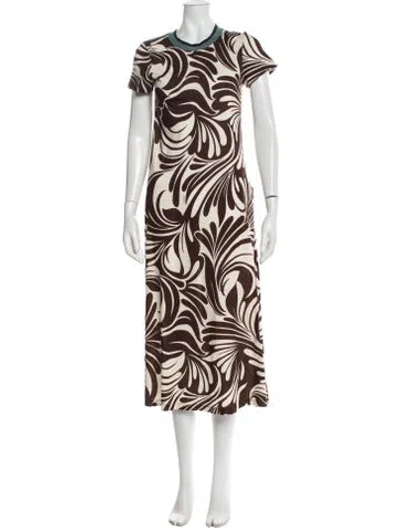 Pre-owned La Doublej Printed Long Dress In Brown
