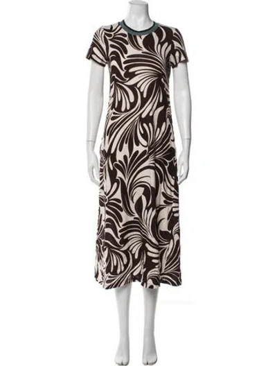Pre-owned La Doublej Printed Long Dress In Brown