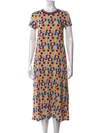 Pre-owned La Doublej Printed Long Dress In Brown