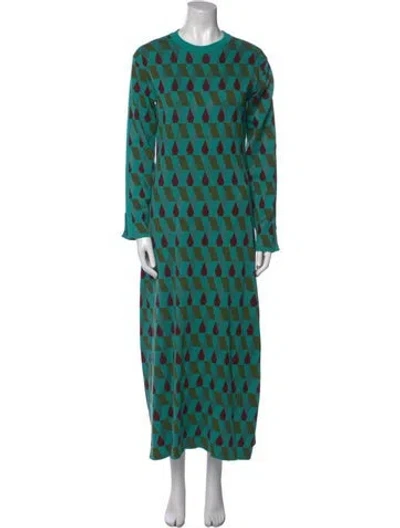 Pre-owned La Doublej Printed Long Dress In Green