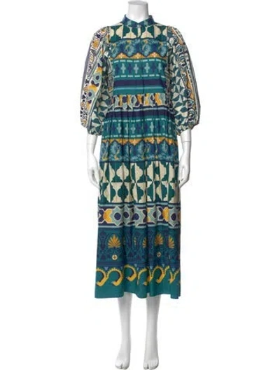 Pre-owned La Doublej Printed Long Dress In Green