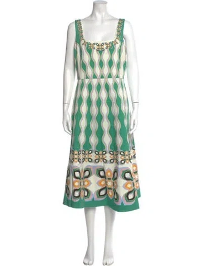 Pre-owned La Doublej Printed Long Dress In Green