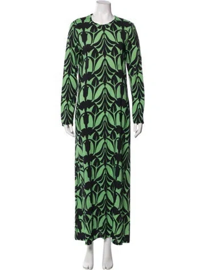 Pre-owned La Doublej Printed Long Dress In Green