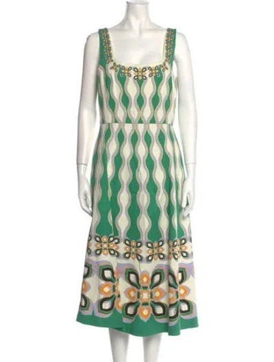Pre-owned La Doublej Printed Long Dress In Green