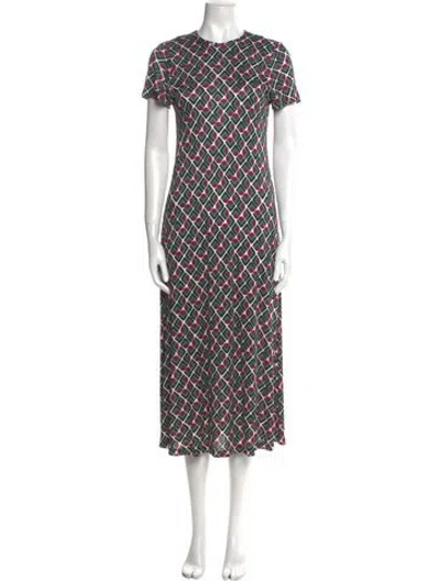 Pre-owned La Doublej Printed Long Dress In Green