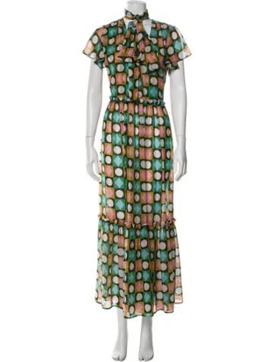 Pre-owned La Doublej Printed Long Dress In Green