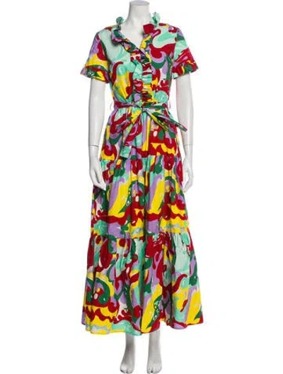 Pre-owned La Doublej Printed Long Dress In Green