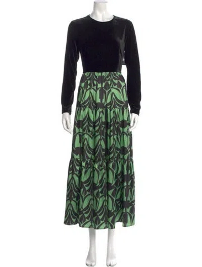 Pre-owned La Doublej Printed Long Dress In Green