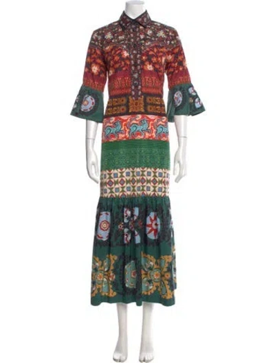 Pre-owned La Doublej Printed Long Dress In Green