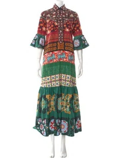 Pre-owned La Doublej Printed Long Dress In Green