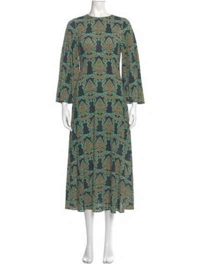 Pre-owned La Doublej Printed Long Dress In Green