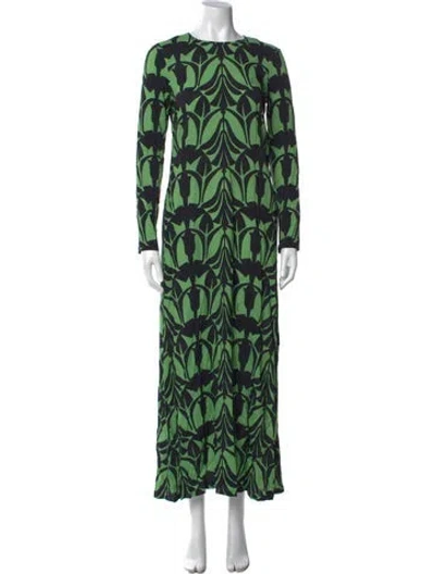 Pre-owned La Doublej Printed Long Dress In Green