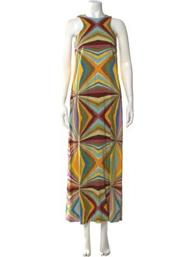 Pre-owned La Doublej Printed Long Dress In Green