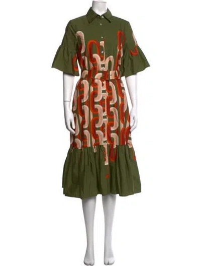Pre-owned La Doublej Printed Long Dress In Green