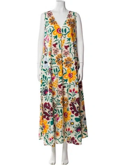 Pre-owned La Doublej Printed Long Dress In Neutral