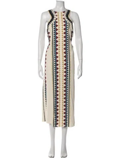 Pre-owned La Doublej Printed Long Dress In Neutral