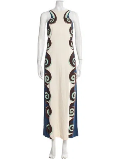 Pre-owned La Doublej Printed Long Dress In Neutral