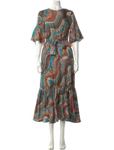 Pre-owned La Doublej Printed Long Dress In Orange