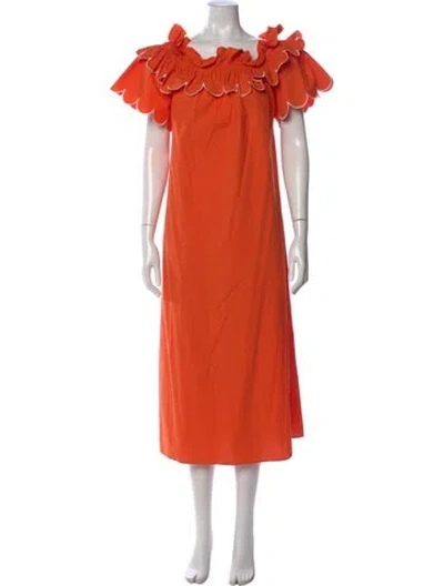 Pre-owned La Doublej Printed Long Dress In Orange