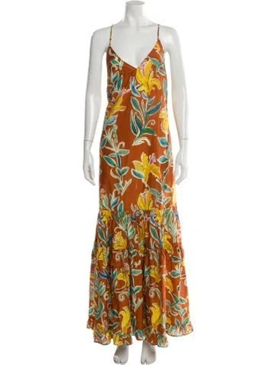 Pre-owned La Doublej Printed Long Dress In Orange