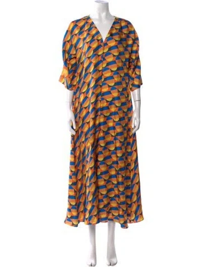 Pre-owned La Doublej Printed Long Dress In Orange
