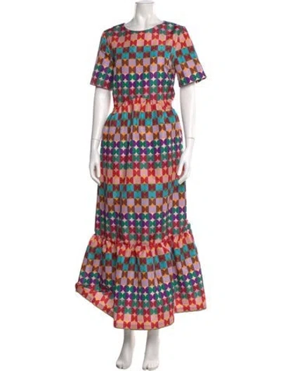 Pre-owned La Doublej Printed Long Dress In Pink