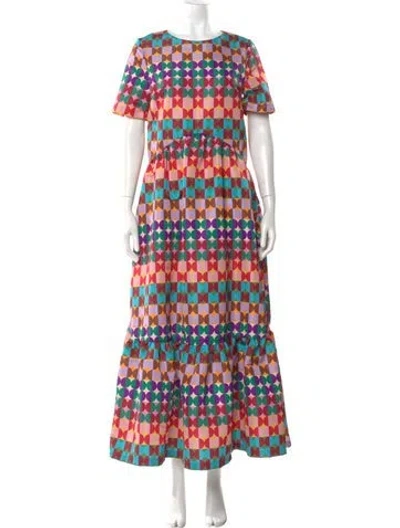 Pre-owned La Doublej Printed Long Dress In Pink