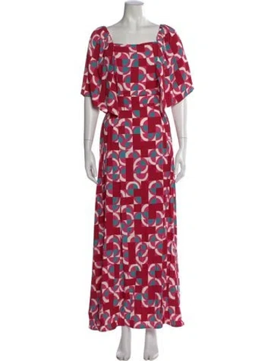 Pre-owned La Doublej Printed Long Dress In Pink